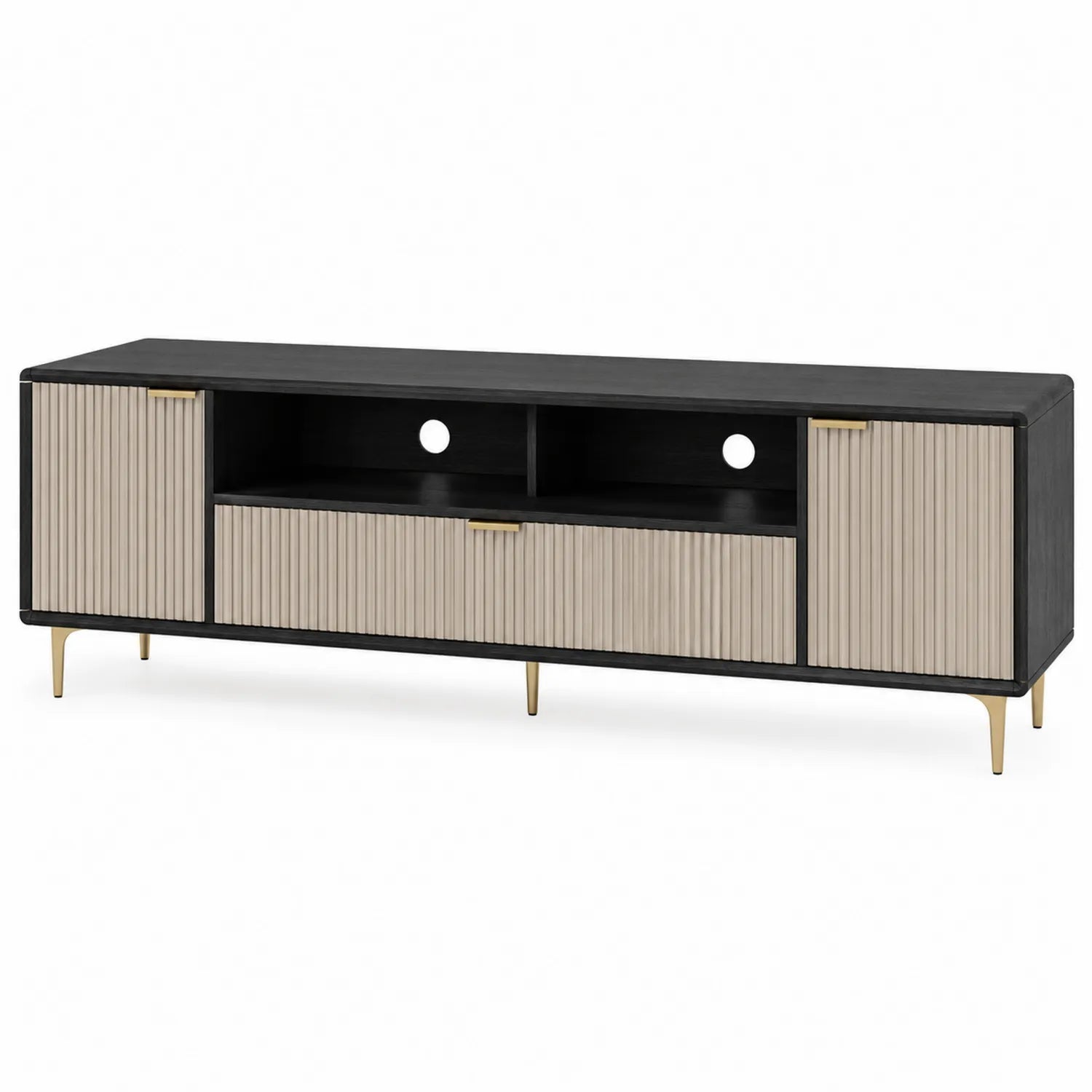 Mobile TV in Legno e Metallo Nero/Beige 160x40x50 cm