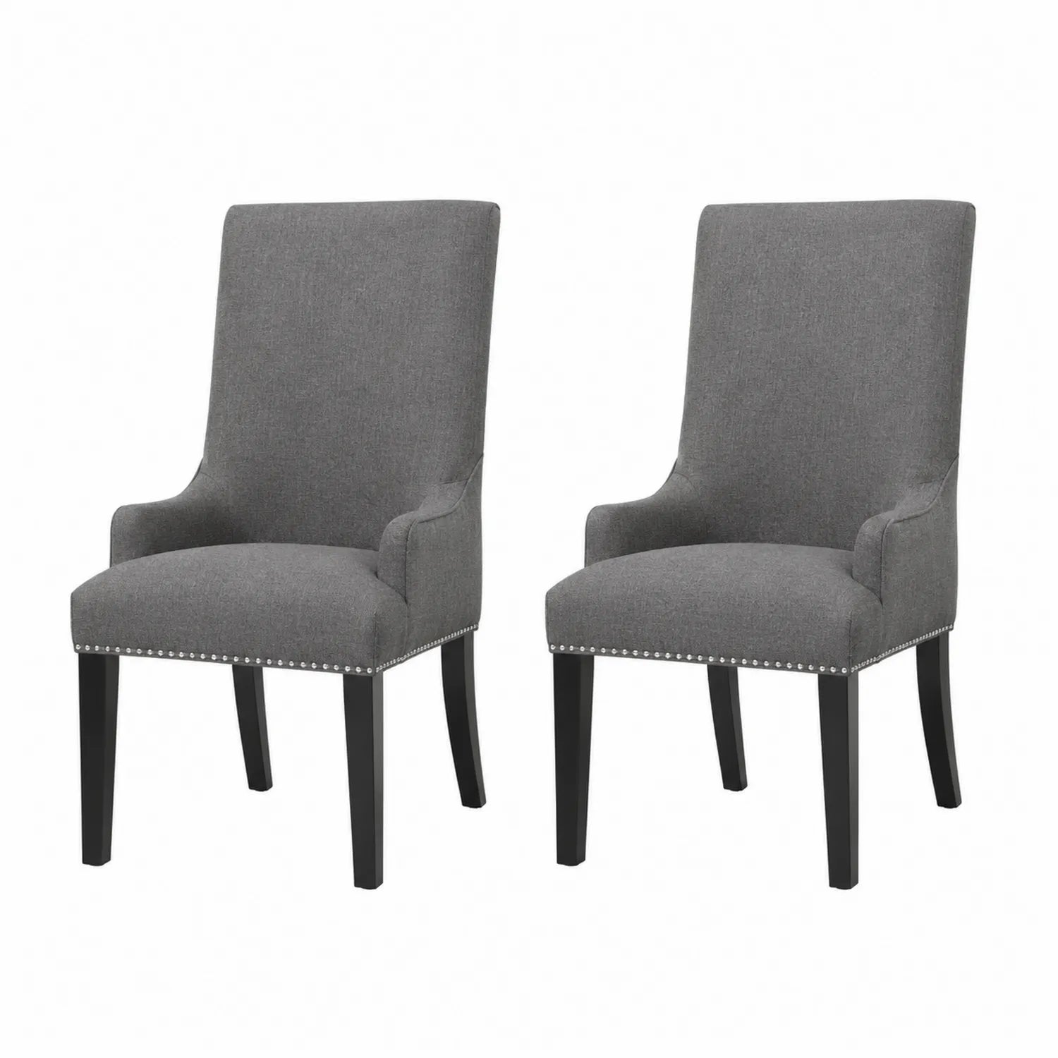 Set di 2 sedie da pranzo in tessuto poliestere grigio con piedini in legno 95 cm