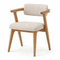 Sedia da pranzo in legno con tessuto beige