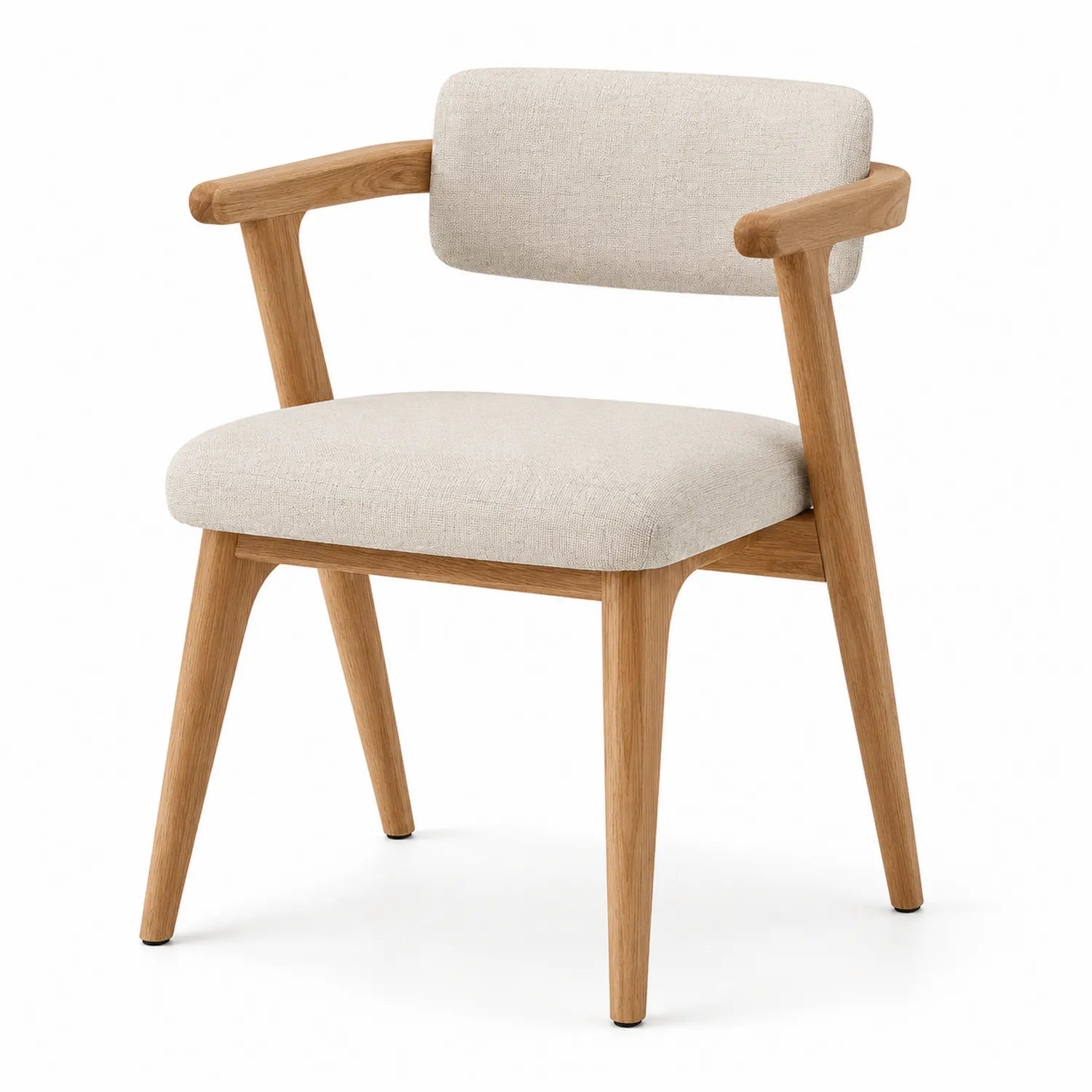 Sedia da pranzo in legno con tessuto beige