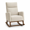 Poltrona a dondolo in legno con rivestimento in poliestere Beige