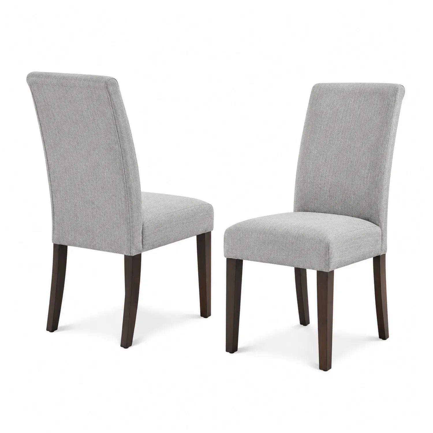 Set di 2 sedie da pranzo in tessuto poliestere grigio con gambe in legno