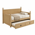 Letto con Cassetto Estraibile in Legno di Quercia Chiara