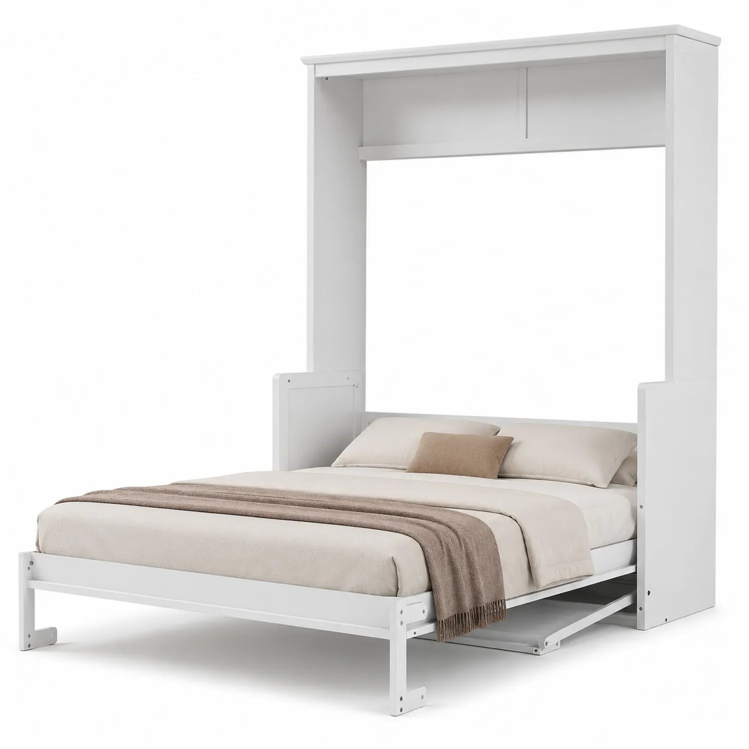 Letto a scomparsa in legno e metallo bianco 140x200 cm