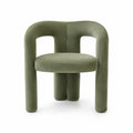 Sedia imbottita in velluto verde con schienale curvo in legno massello