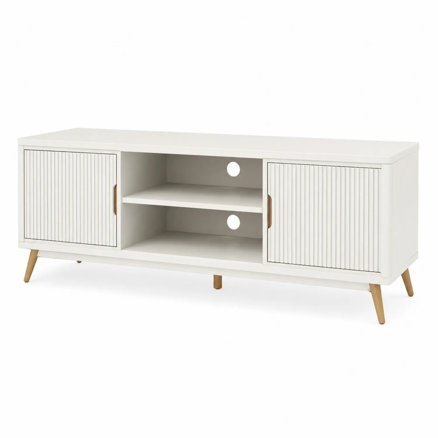 Mobile TV in MDF Bianco con Ante e Ripiani 120x40x50 cm