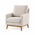 Poltrona in Legno e Tessuto Beige 80x85x90 cm