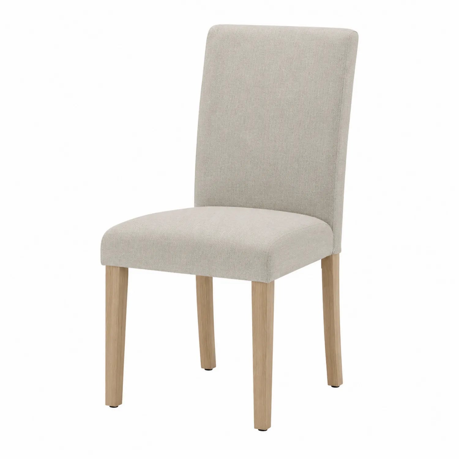 Sedia in tessuto beige con gambe in legno