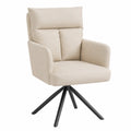 Poltrona girevole in tessuto beige base in metallo nero