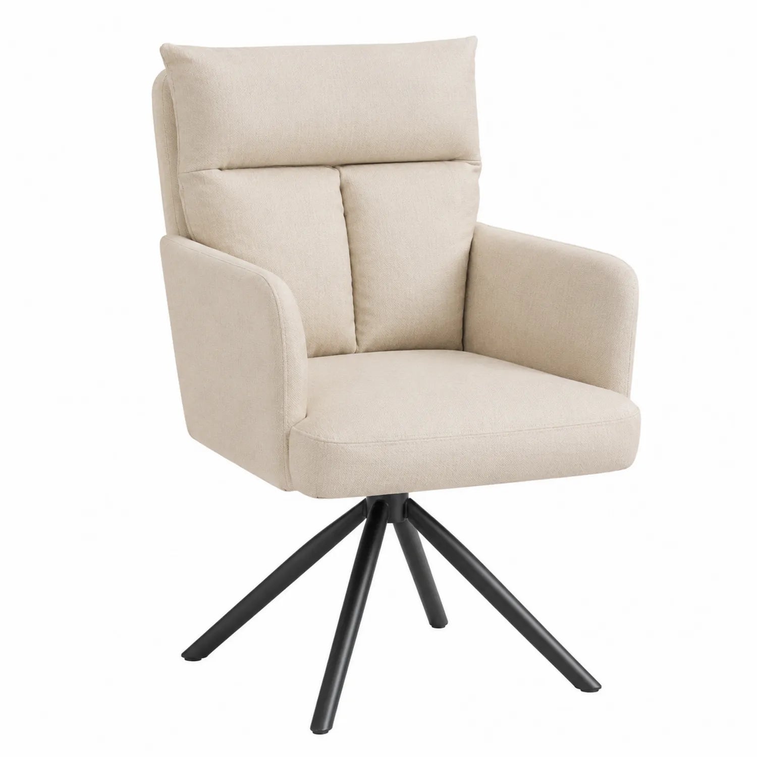 Poltrona girevole in tessuto beige base in metallo nero