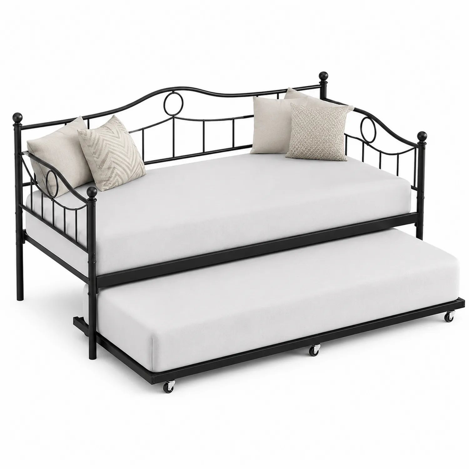 Letto in Metallo Nero con Letto Estraibile