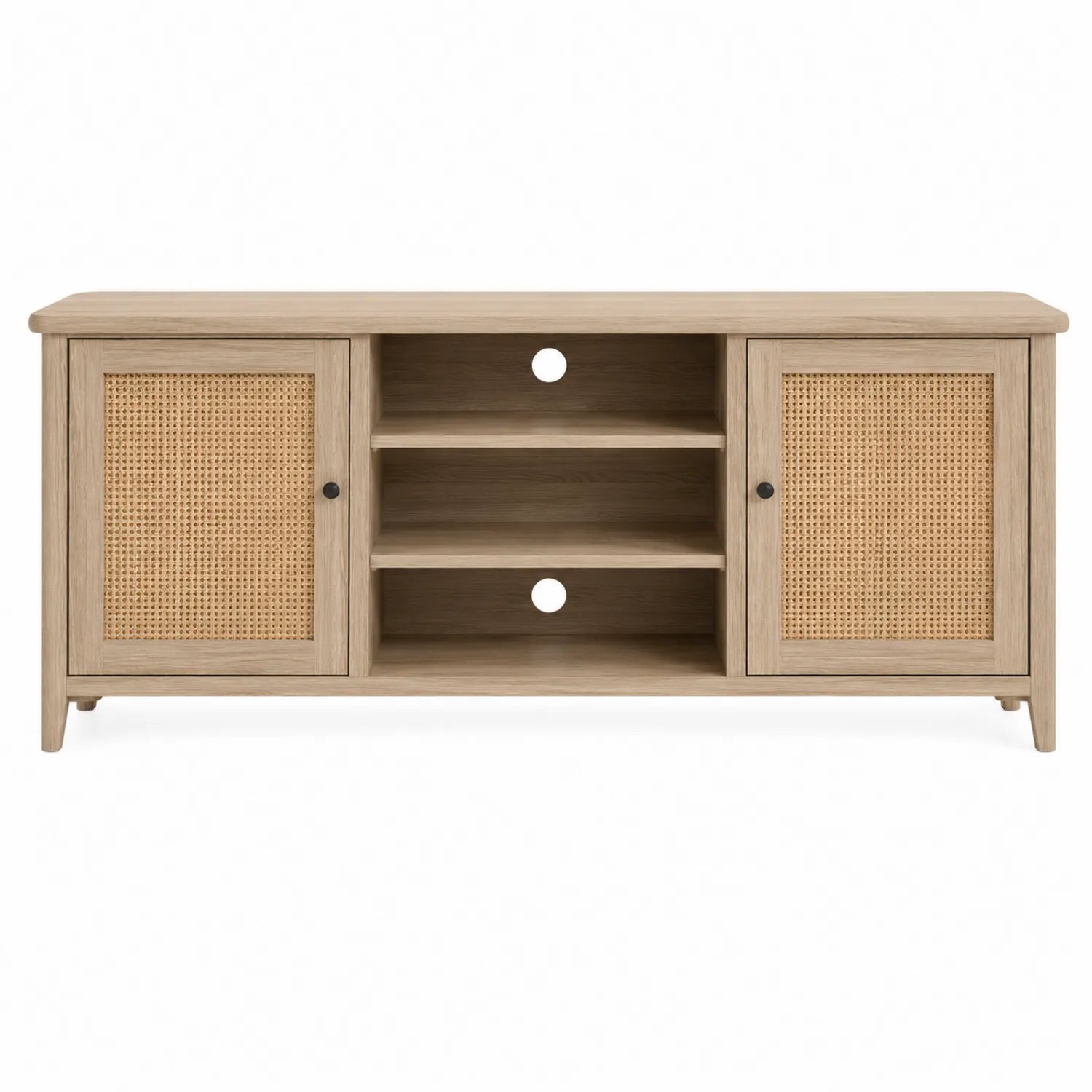 Mobile TV in MDF e Rattan con Ripiani Aperti 120x40x50 cm