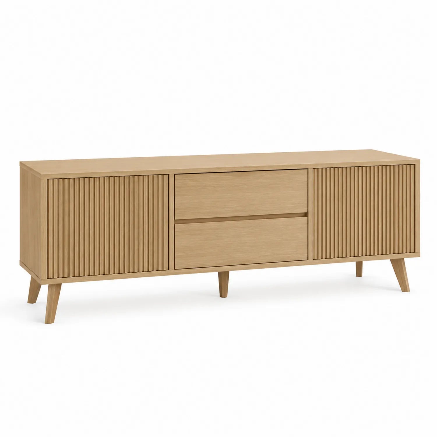 Mobile TV in legno con 2 ante e 2 cassetti, 150x40x55 cm
