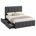 Letto matrimoniale in tessuto grigio con cassetti 200cm x 160cm